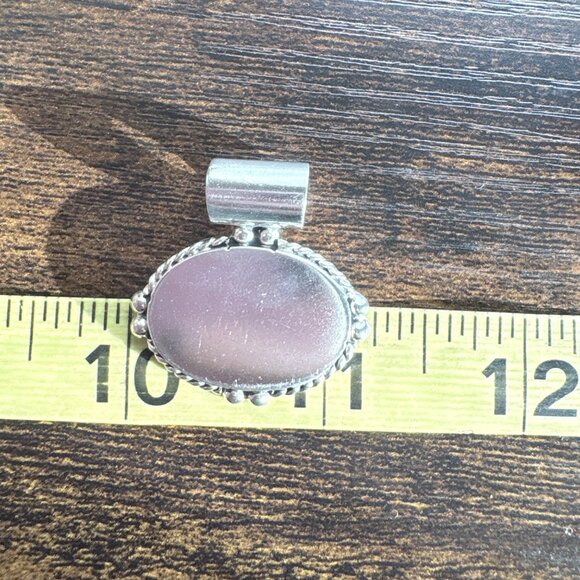 VTG Sterling Silver 925 Engravable Beaded Border Oval Pendant Size 1" Length - Picture 7 of 8